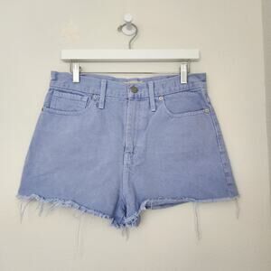 Madewell The Momjean Short High Rise Cutoff Denim Shorts Light Blue 28